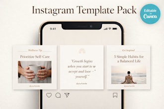 design a branded canva instagram template pack for coaching lifestyle brand