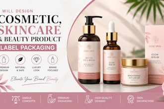 design cosmetic, skincare and beauty product label packaging