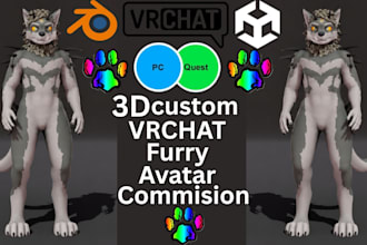 create custom vrchat 3d furry avatar, vrc characters model for PC and quest