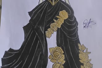 creating traditional and modern dress sketch