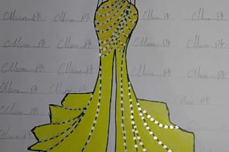 creating traditional and modern dress sketch