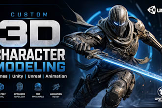 create custom 3d character modeling for games, unity, unreal and animation