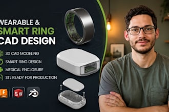wearable cad, medical enclosure, smart ring product stl modeling service studio