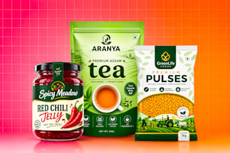 create product packaging box design, label design, pouch design