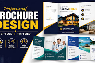 design business brochure, trifold brochure real estate brochure