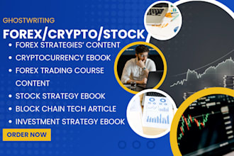 ghostwrite courses on stock trading, cryptocurrency, forex trading, ebook, video