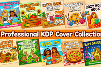 design coloring book pages and book cover for KDP
