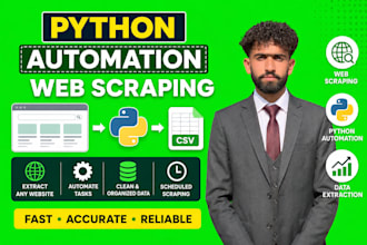 build python automation scripts, web scraping bots, and data extraction tools