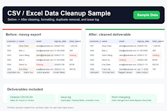 clean and format your CSV excel or CRM data