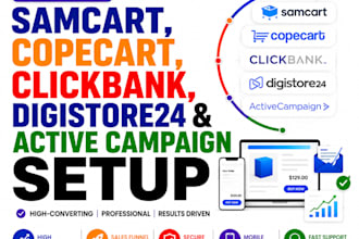 design samcart, copecart, clickbank, digistore24 activecampaign setup