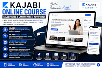 build kajabi online course kajabi sales funnel landing page kajabi automation