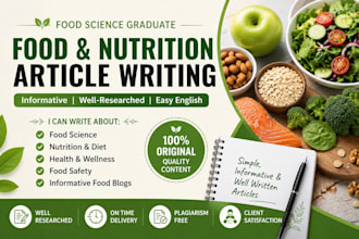write simple food and nutrition articles