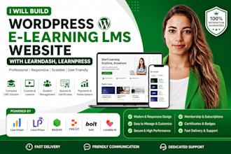 build wordpress elearning lms setup learndash lms course upload design web shop