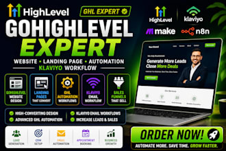 build gohighlevel website, sales funnel and klaviyo automation