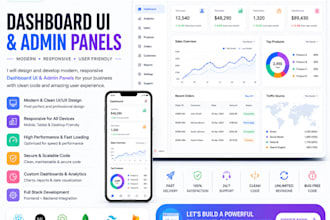 design modern dashboard UI and admin panels for web apps