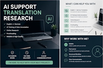 do english to german translation and ai support tasks