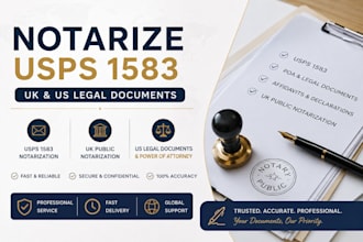 notarize usps 1583 document, do public notarization UK, US legal document as poa