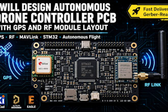 design autonomous drone controller pcb with gps and rf module layout