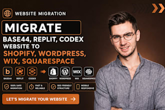 migrate base44 replit codex website to shopify wordpress wix squarespace website