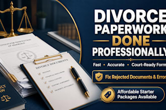 draft divorce paperwork, legal forms, settlement agreement, and filing help