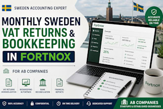 manage monthly sweden vat returns and bookkeeping in fortnox for ab companies