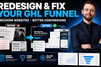 redesign gohighlevel webesite and fix ghl funnels