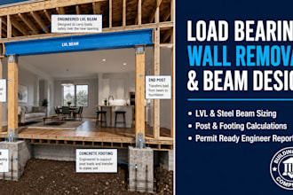 design load bearing wall removal beam calculation structural engineer report