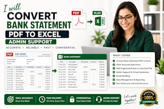 convert bank statement PDF to excel, admin support