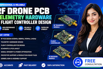 create rf drone pcb, telemetry hardware and flight controller design