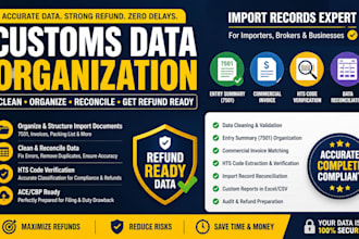organize customs data hts codes entry 7501 invoices and reconcile import records