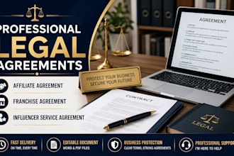 prepare affiliate agreement, franchise agreement, influencer service agreement
