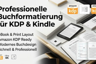 professionelle buchformatierung für KDP, kindle und taschenbuch