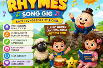 write, produce and sing custom kids songs for youtube, animations and cartoons