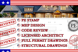 full architectural, structural, mep permit drawings pe stamp alaska ohio nevada