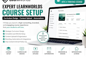 set up learnworlds course with learnworld course curriculum design, upload