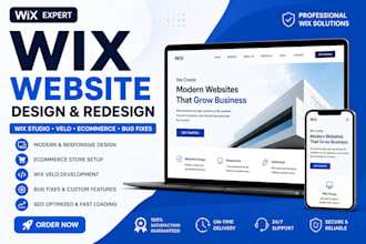 build wix business or ecommerce website, redesign wix studio, wix velo, wix bugs