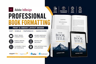 adobe indesign KDP formatting, print book manuscript layout, ebook design