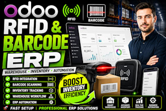 setup odoo inventory warehouse rfid barcode erp workflows integrate API webhook