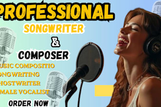 write a professional lyrics do songwriting, ghostwriter female composer lyricist