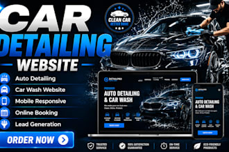 design car detailing website, auto detailing car wash website with booking