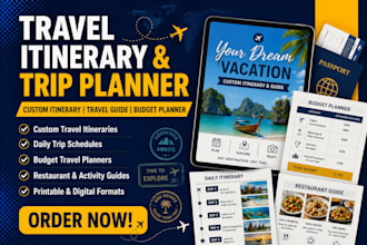 design travel itinerary, trip planner, travel guide budget, planner, tour plan