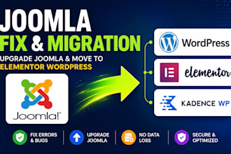 upgrade joomla website, fix joomla errors, migrate joomla to elemetor wordpress
