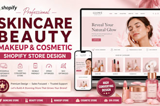 design skincare shopify store beauty store, makeup store, cosmetic shopify store