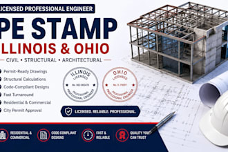 licensed architectural civil and structural engineer pe stamp in illinois ohio