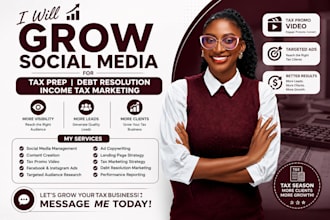 grow social media tax prep debt resolution income tax marketing tax promo video