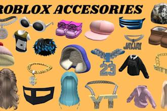 design custom roblox gc accessories, layered  clothing, hair, hats, chain