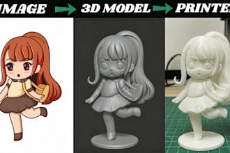 convert 2d image photo to 3d character model 3d toy figurine stl for 3d printing