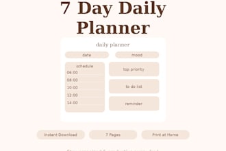 design a beautiful printable daily planner PDF