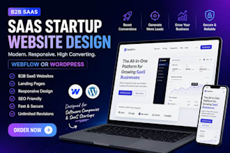 design b2b saas startup website in webflow or wordpress for software companies