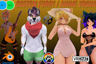 do custom fusona vrc avatar, vrchat avatar, nsfw furry avatar vr character anime